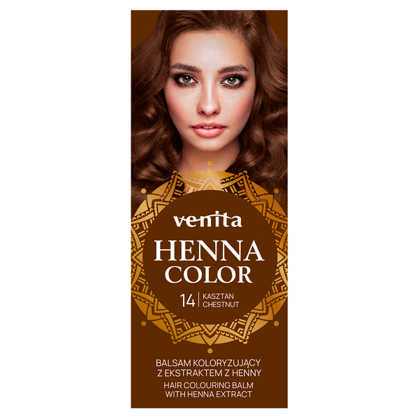 

Бальзам для окрашивания волос с экстрактом хны 14 каштановый, 75 мл Venita Henna color, цвет 14 kasztan
