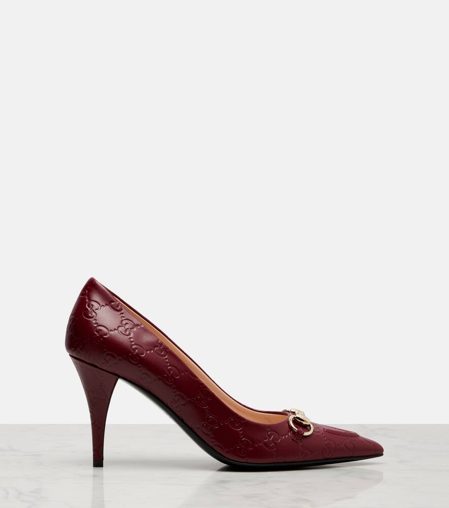 Туфли-лодочки Erin GG Horsebit 85 из кожи Gucci, Rosso Ancora — фото 4