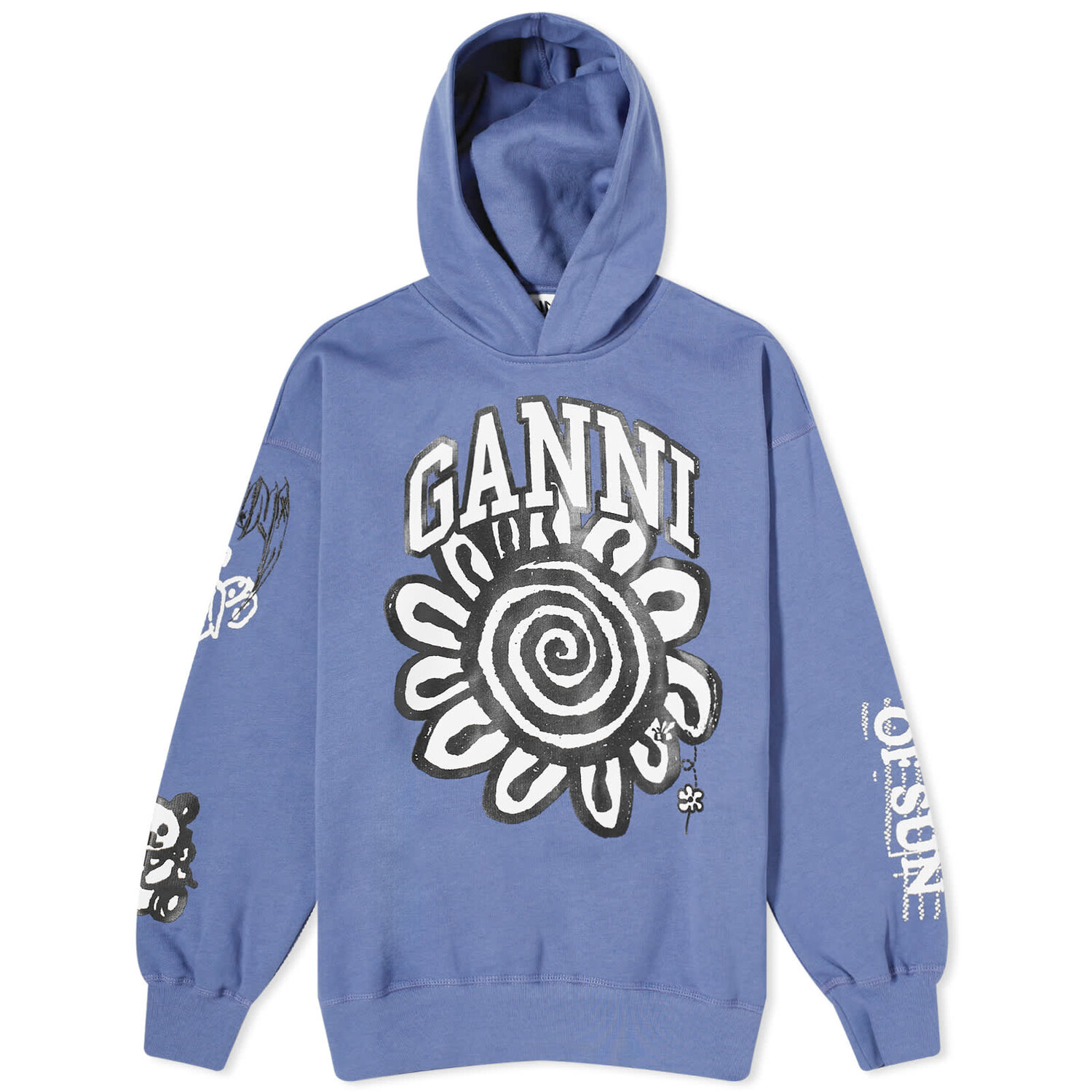 

Худи Ganni Isoli Mega Flower Oversized, цвет Gray Blue
