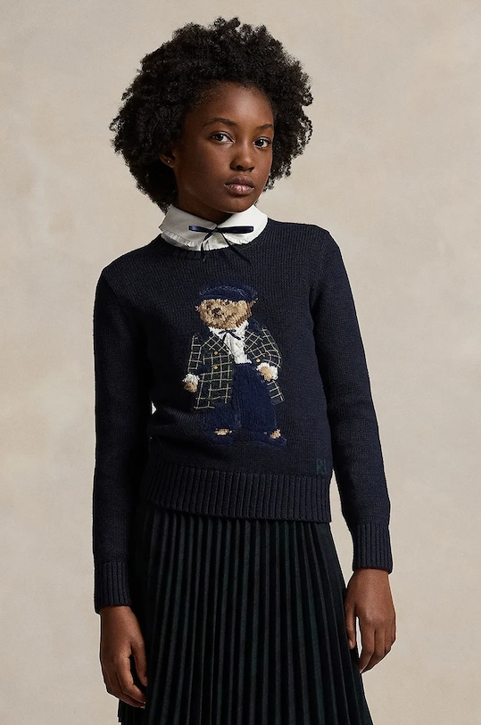 

Детский хлопковый свитер Polo Ralph Lauren, темно-синий