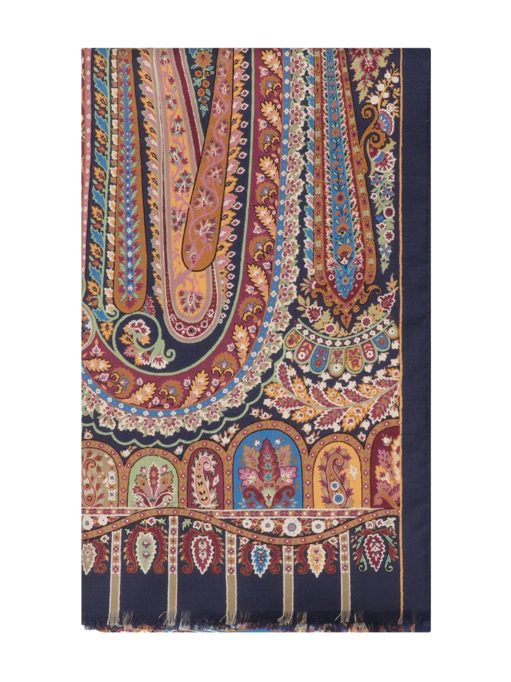 

Шарф с бахромой и узором пейсли ETRO, синий