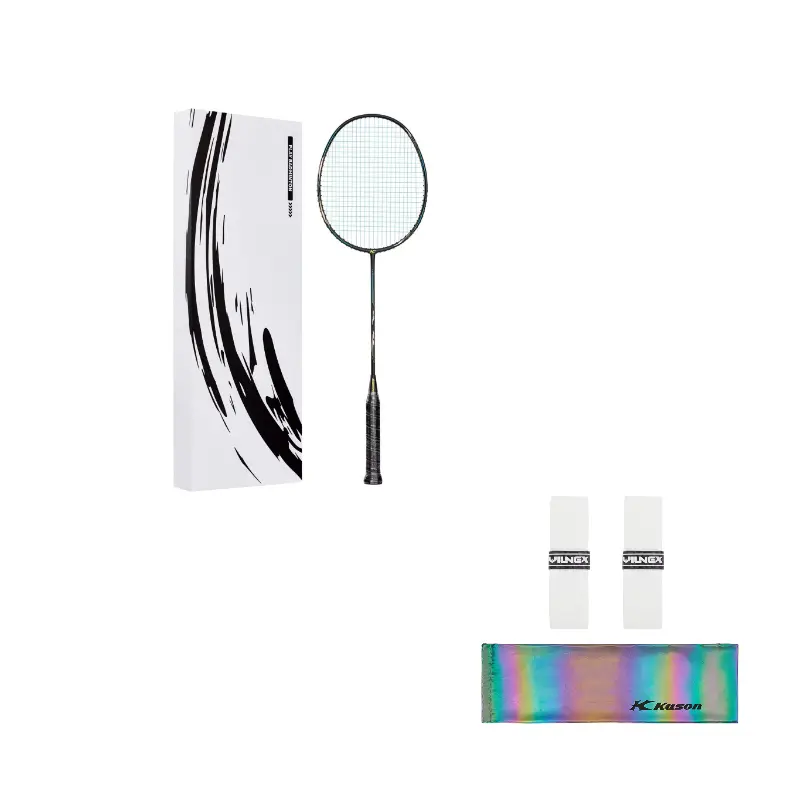 

LINING Ракетка для бадминтона Kason, наступательного типа, утяжеленная головка, жесткий стержень, продвинутый уровень, 4UG5, черный золотой