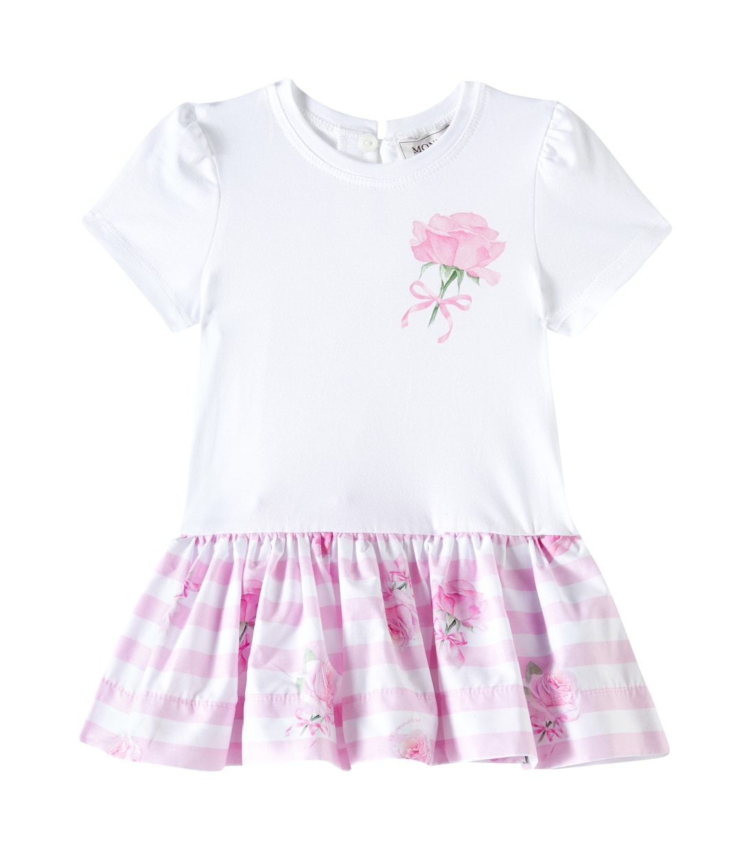 

Платье из хлопковой смеси с детским принтом Monnalisa, Bianco+Rosafairytale