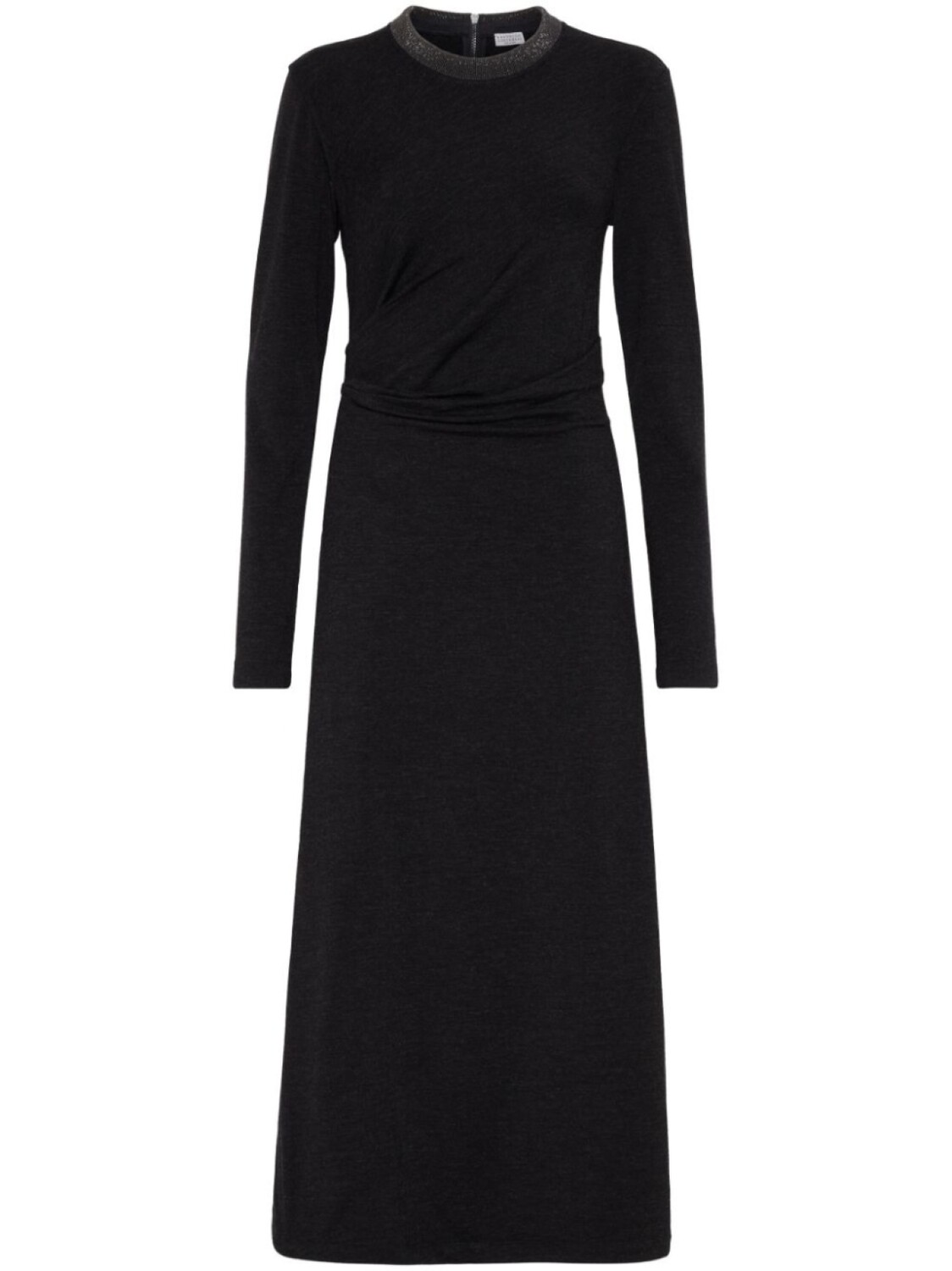

Brunello Cucinelli платье со сборками и декором Monili, черный