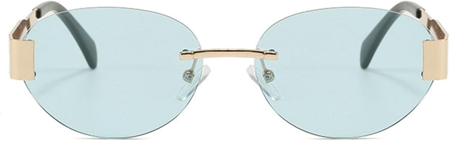 

Женские солнцезащитные очки Helena Fashion Oval, роскошные без оправы, дизайнерская металлическая оправа, мужские классические винтажные круглые очки с защитой от УФ-излучения UV400, C2