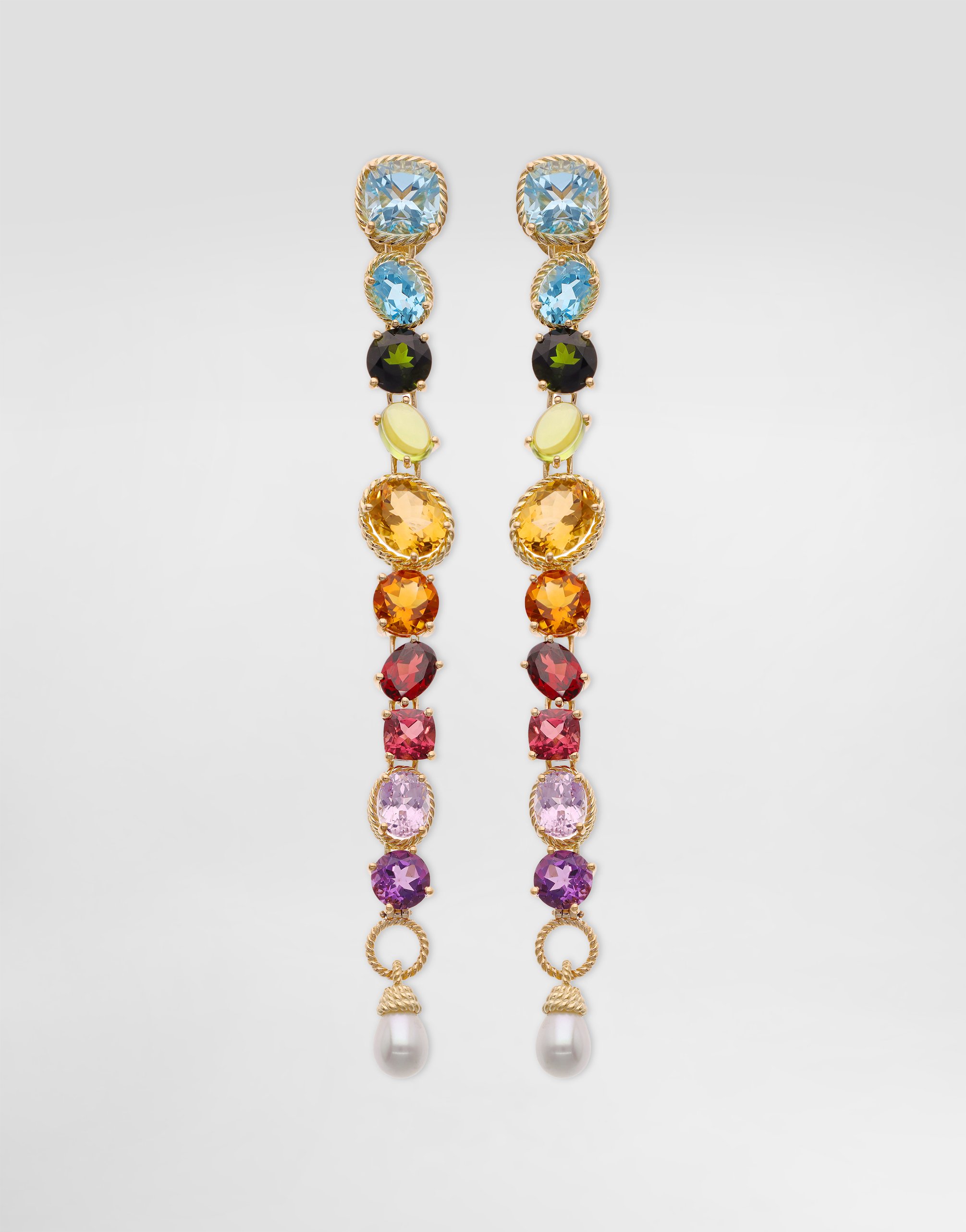 

Серьги rainbow из желтого золота 18 карат с разноцветными драгоценными камнями Dolce & Gabbana, золото