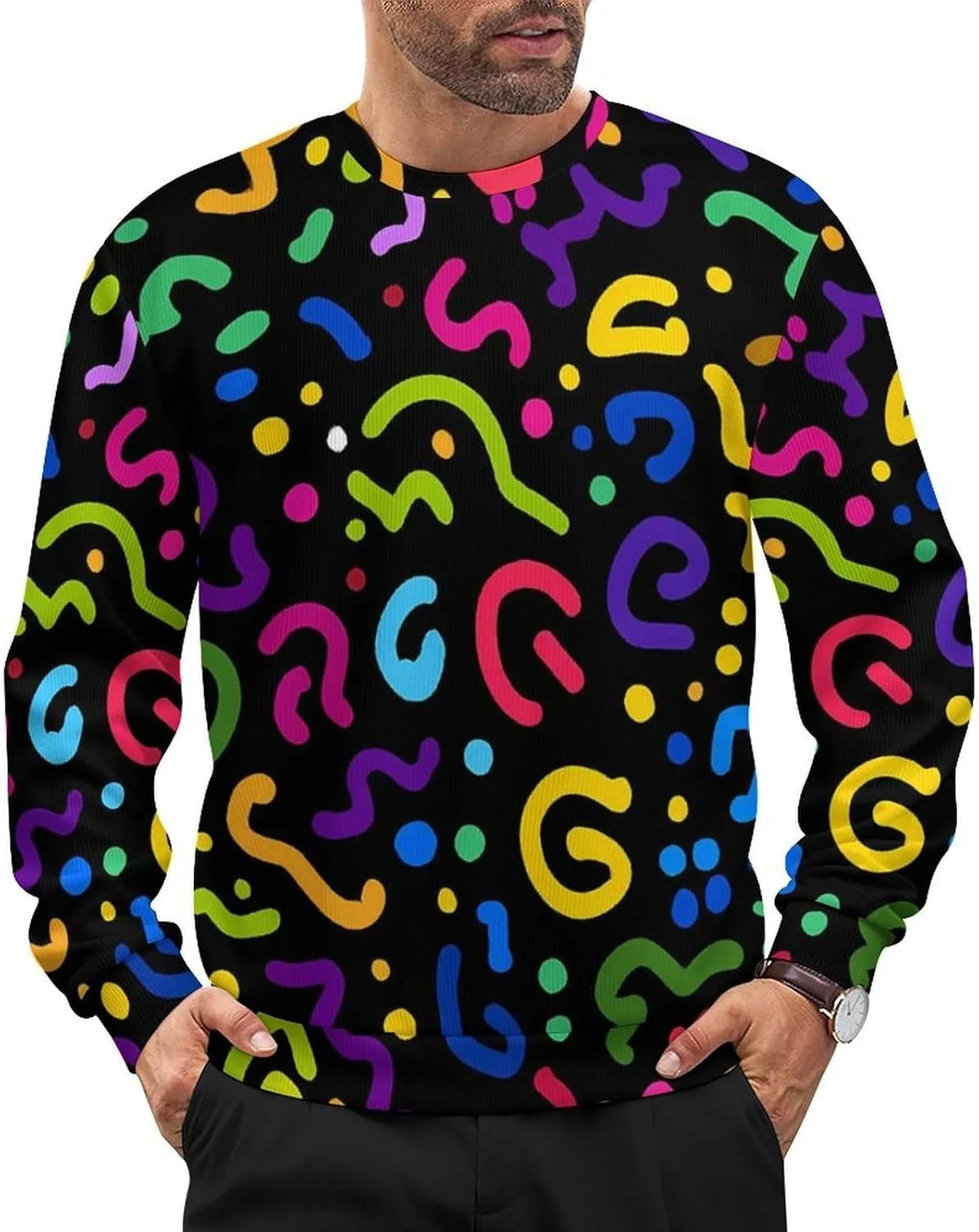 

Свитер Unisex с геометрическим принтом Casual Loose Fit CONGIRLBOON