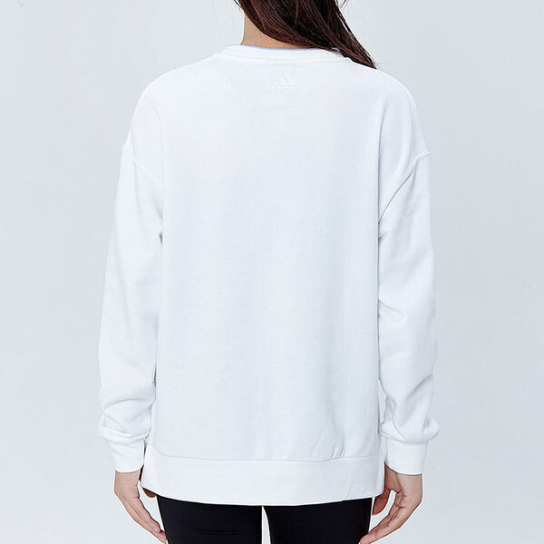 Толстовка (WMNS) adidas Logo Printing Sports Round-neck Sweatshirt White, белый — фото 4