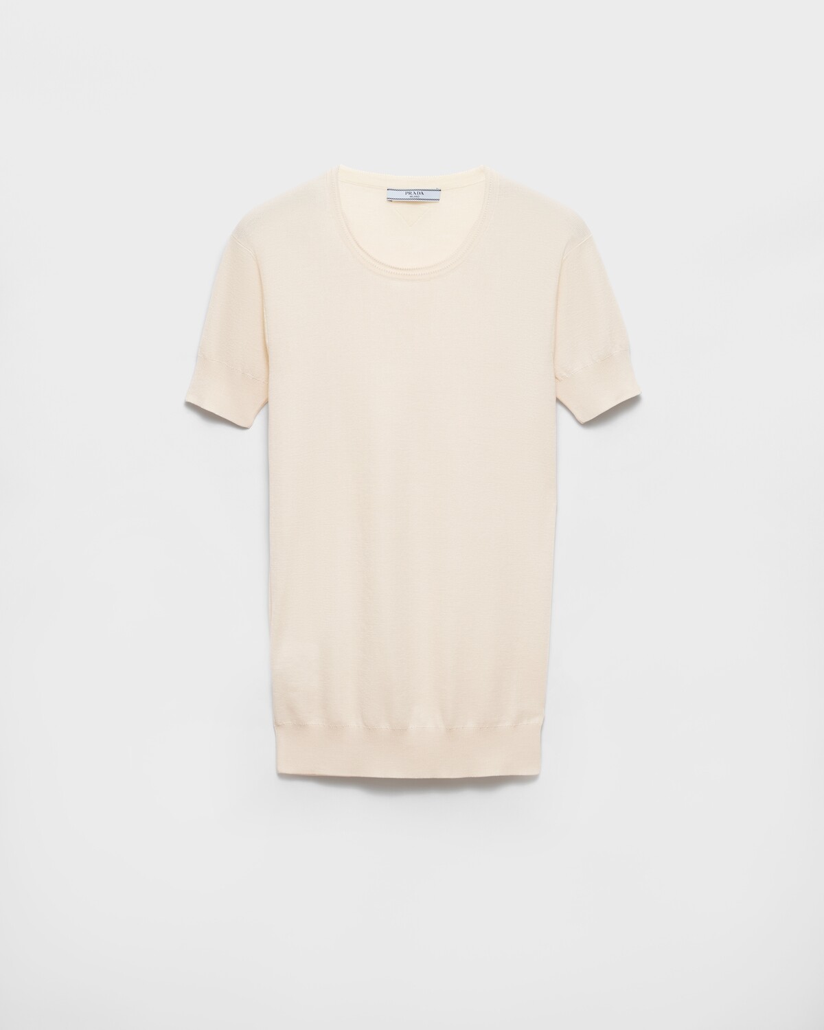 

Джемпер с круглым вырезом из шелка и хлопка Prada, натуральный