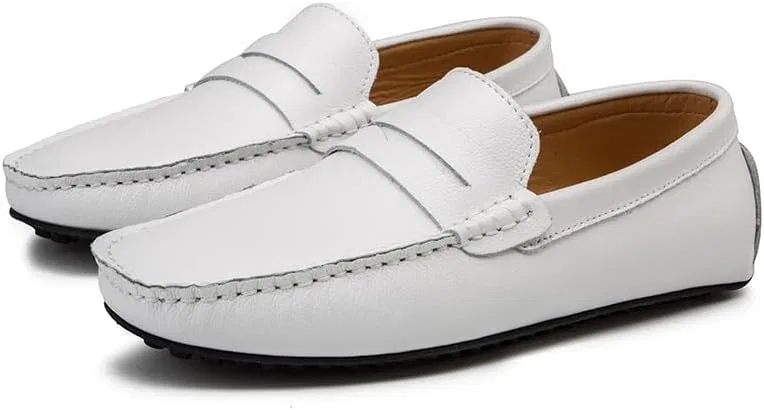 Лоферы кожаные Loafers Shoe Penny Driving White SayfuR — фото 3