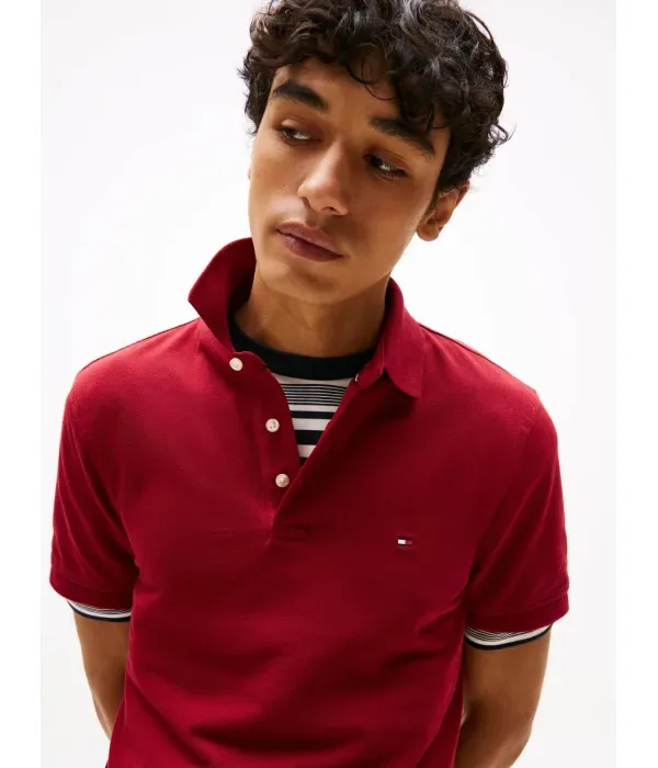 Поло 1985 slim fit Tommy Hilfiger, бордовый — фото 4