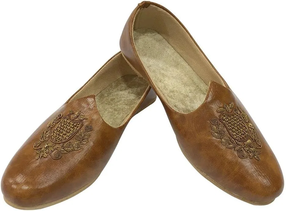 Мужские свадебные лоферы Sherwani Juttis в этническом стиле ручной работы моджари индийские пенджабские джути Step n Style, Skin-Coloured — фото 2