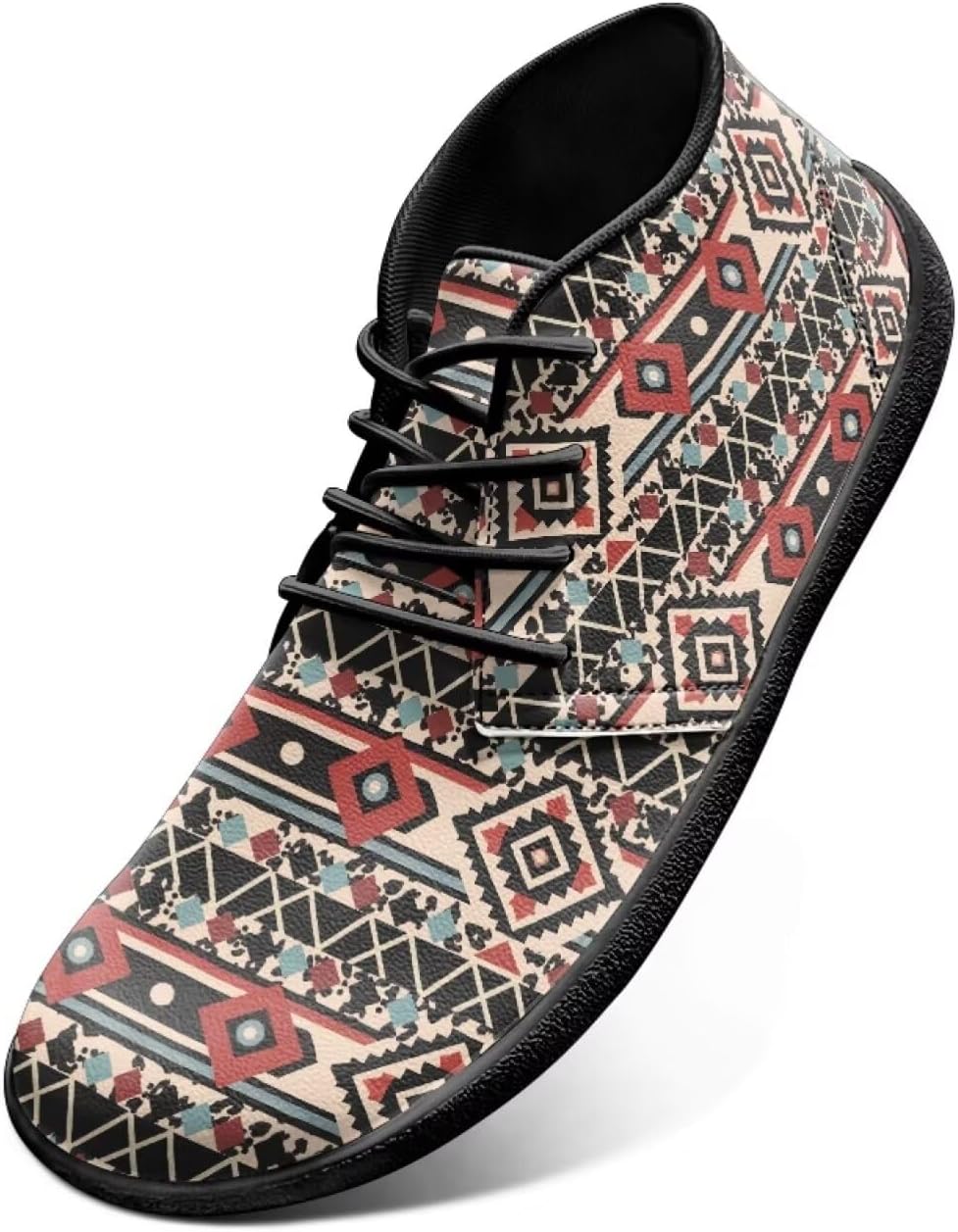 

Мужские кроссовки Jeiento в стиле Tribal Aztec с широким носком, Удобные кроссовки для ходьбы с нулевым перепадом высоты подошвы, красный