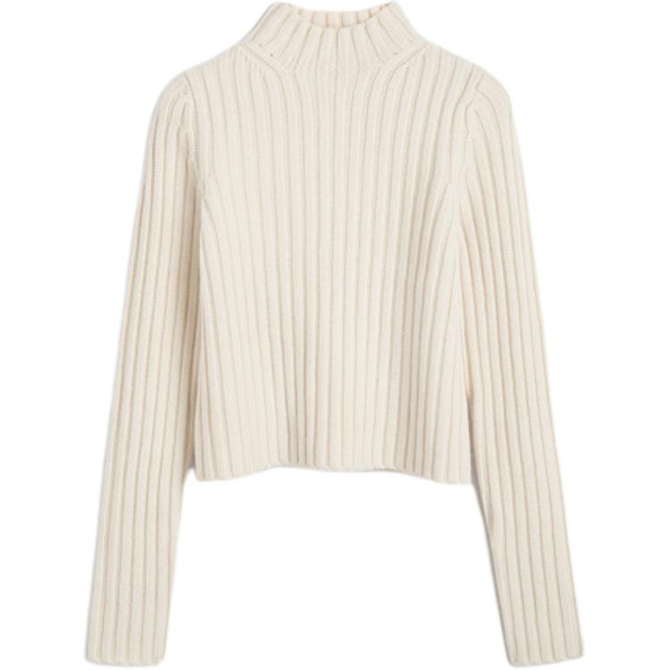 

Свитер с высоким воротником и рубчатым узором TOTEME, белый