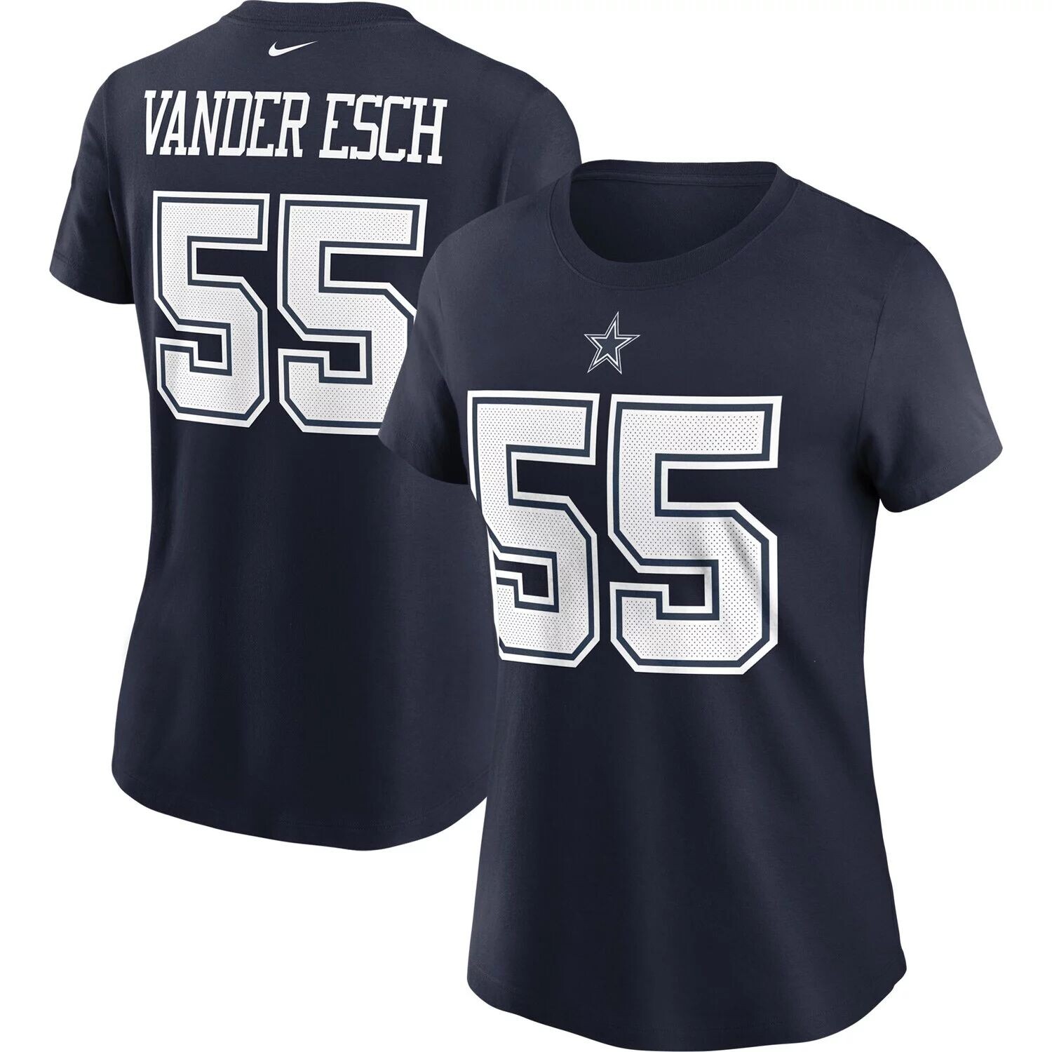 

Женская темно-синяя футболка с именем и номером Nike Leighton Vander Esch Dallas Cowboys Nike, Синий, Женская темно-синяя футболка с именем и номером Nike Leighton Vander Esch Dallas Cowboys Nike