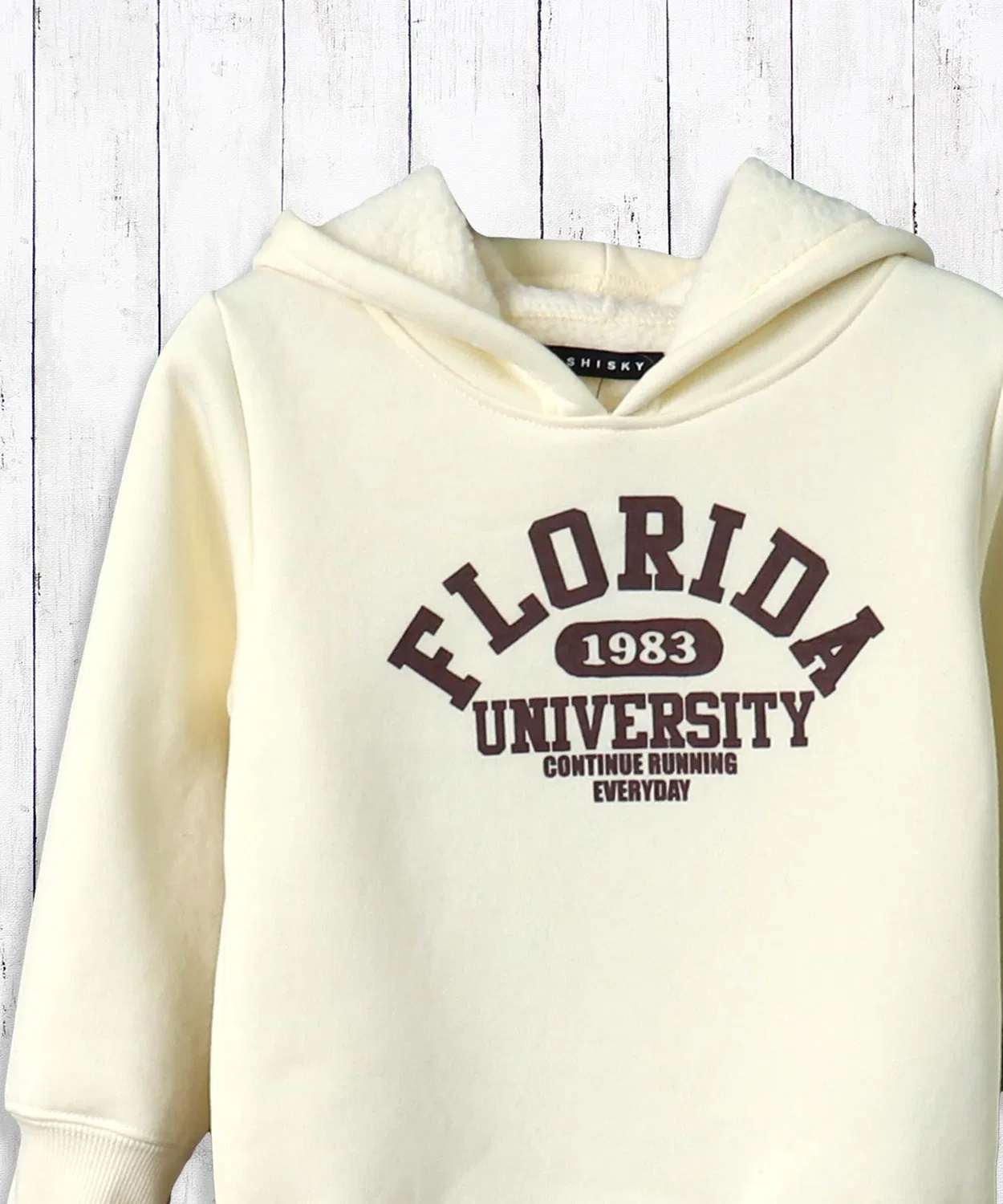 Пуловер-худи с начесом ZI-ON с принтом, кремовый
