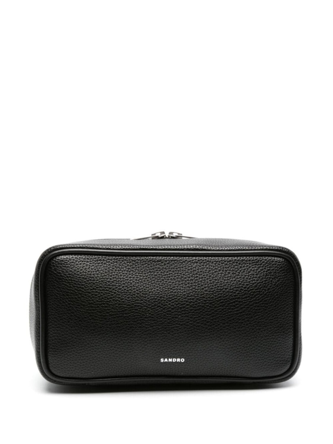 

SANDRO logo-print leather wash bag, черный