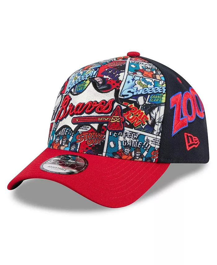 

Кепка Atlanta Braves 2025 MLB Diamond Hero Edition A-Frame 9FORTY Adjustable Hat для больших мальчиков и девочек, темно-синяя/красная New Era