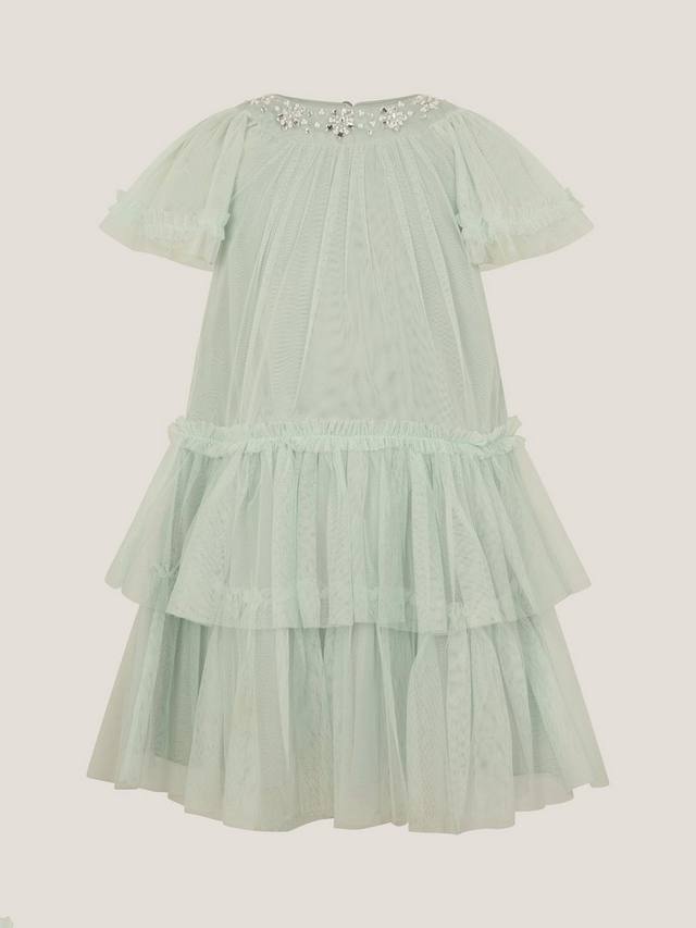 

Детское платье для праздника Anastasia с вышивкой из тюля Monsoon, Blue