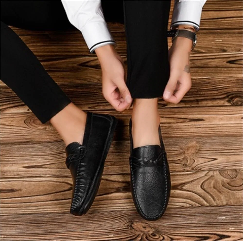 Мокасины Leather Mens Slip-on Loafers, Black DHFIRUFSHLO — фото 3