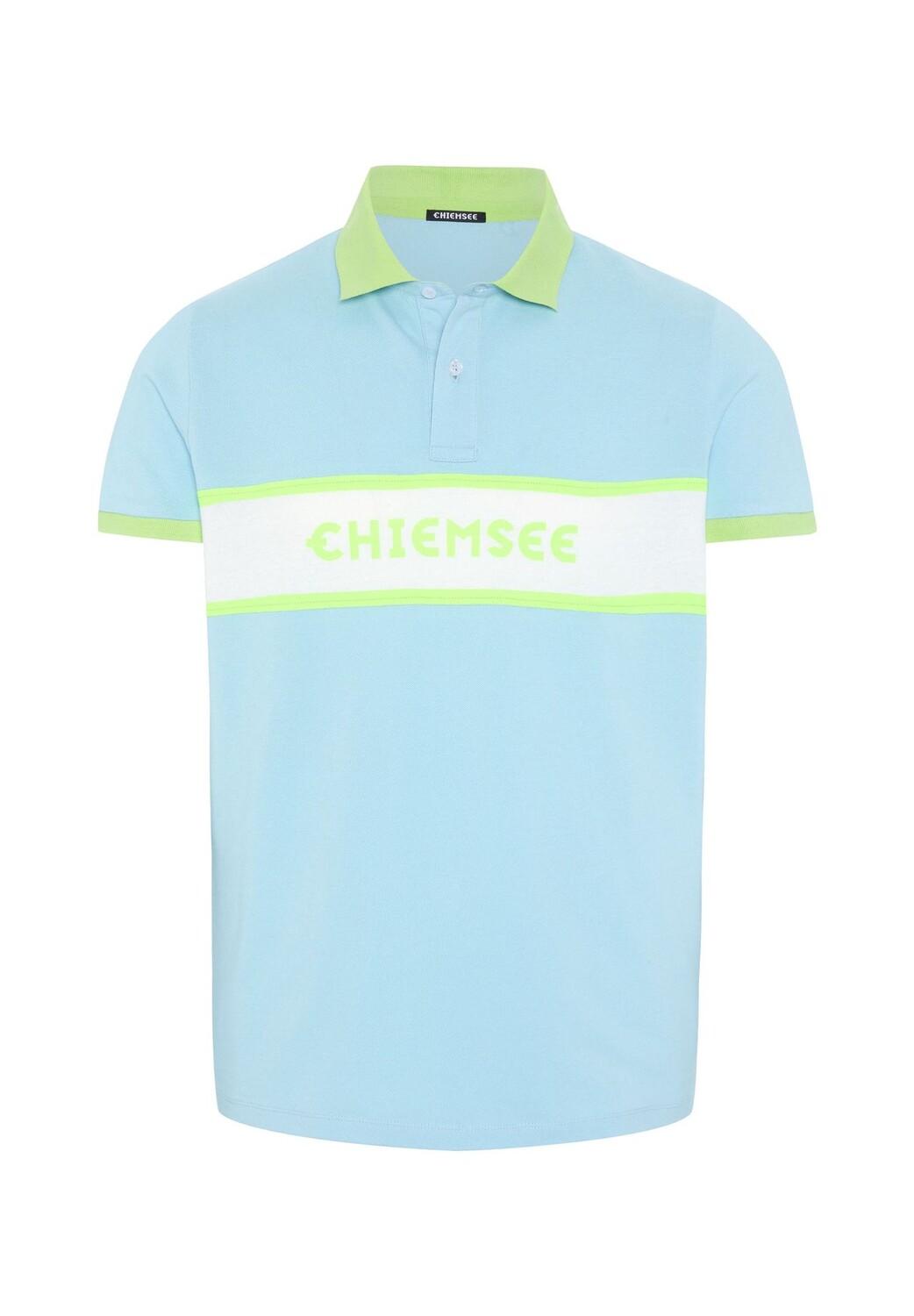 

Рубашка-поло с логотипом и контрастными полосками CHIEMSEE, цвет Sky Blue