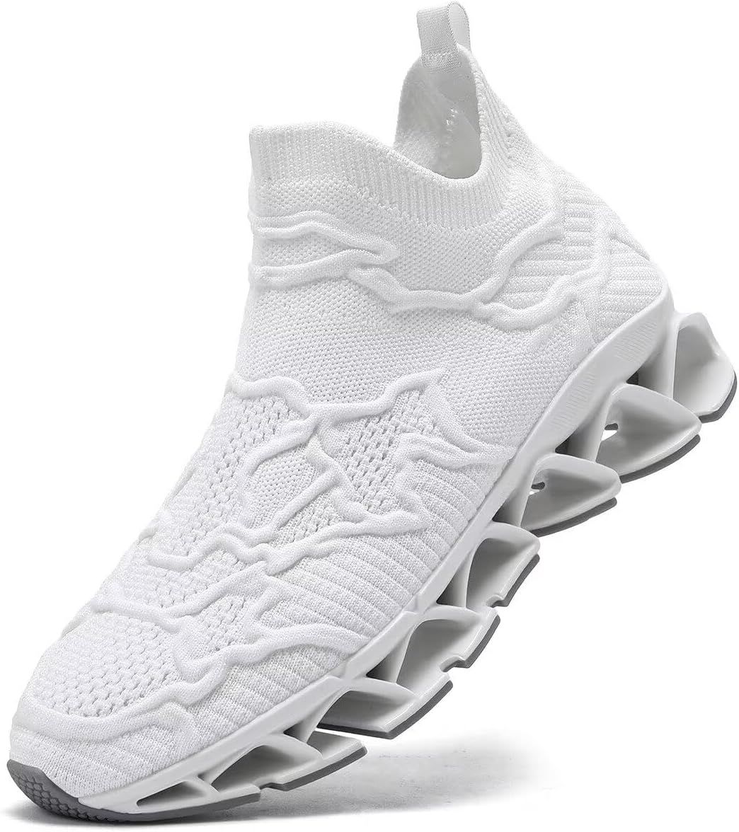 

Мужские модные кроссовки Vooncosir, дышащие сетчатые беговые кроссовки, лезвие, противоскользящая мягкая подошва, повседневная спортивная обувь для ходьбы, белый