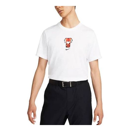

Футболка Men's Nike Tiger Woods Frank Cartoon Printing Round Neck Short Sleeve White T-Shirt DR7722-100