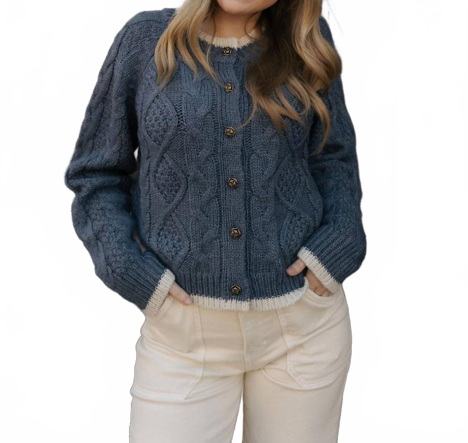 

Кардиган контрастного цвета в темно-синем цвете Miou Muse, темно-синий