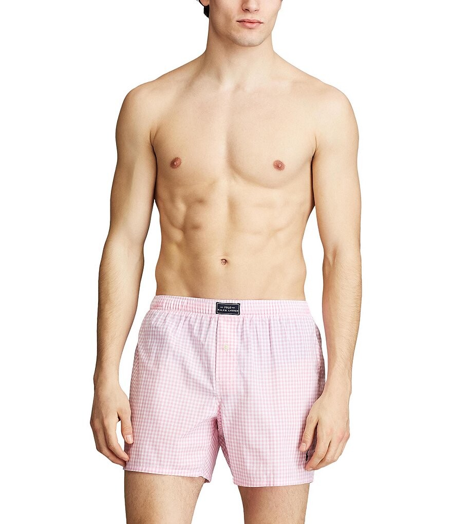 

Тканые боксеры в мелкую клетку Polo Ralph Lauren Mini, розовый