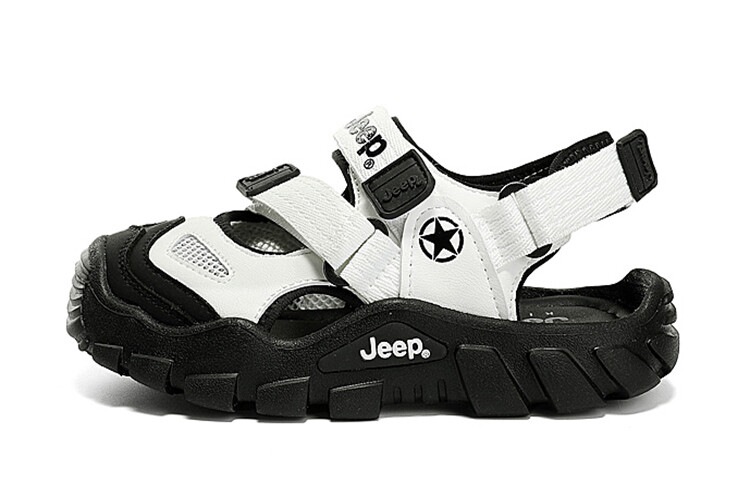 

Детские сандалии Kids Ivory White/Obsidian Black Jeep, слоновая кость/черный