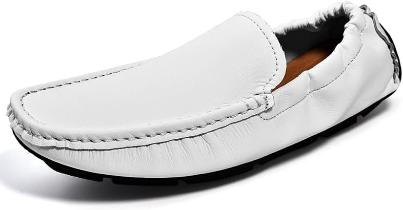 

Мужские лоферы с квадратным носком, из искусственной кожи, стиль вождения, антискользящие, на плоской подошве, гибкие, классические без шнурков Generic, белый