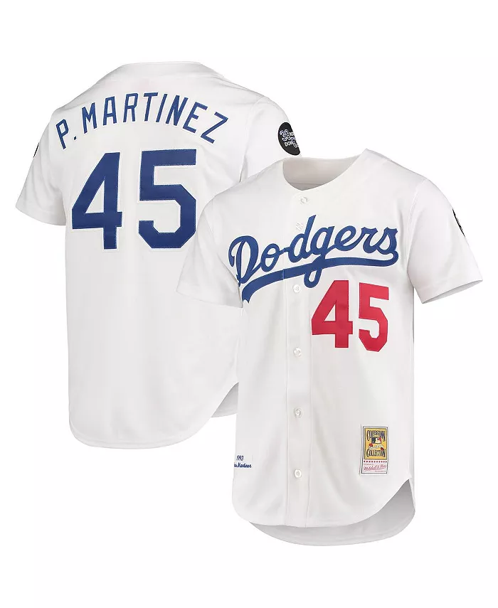 

Мужская белая футболка Pedro Martinez Los Angeles Dodgers 1993 Cooperstown Collection Home, аутентичная Mitchell & Ness