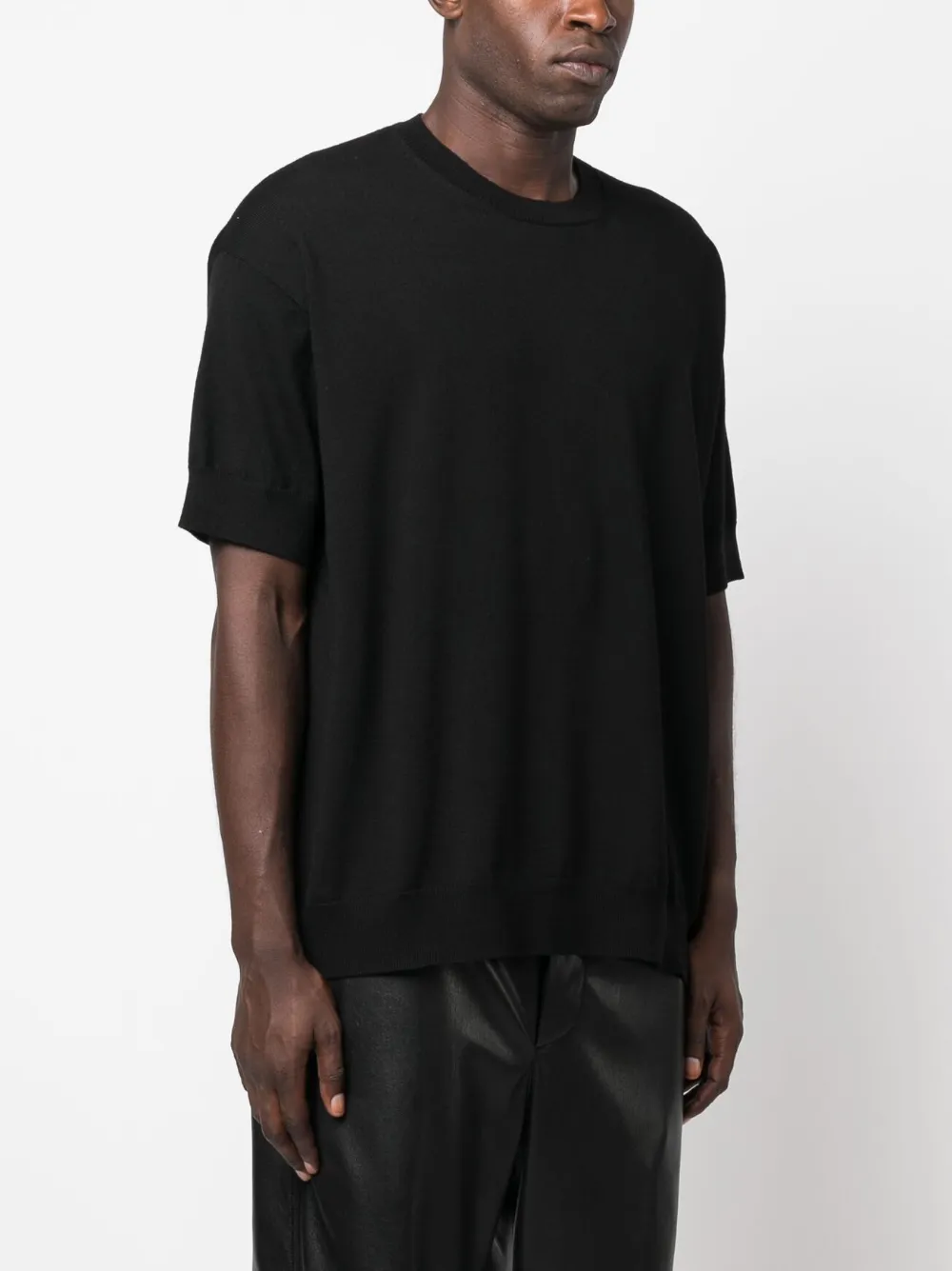 Шерстяной джемпер с короткими рукавами JIL SANDER, черный — фото 3