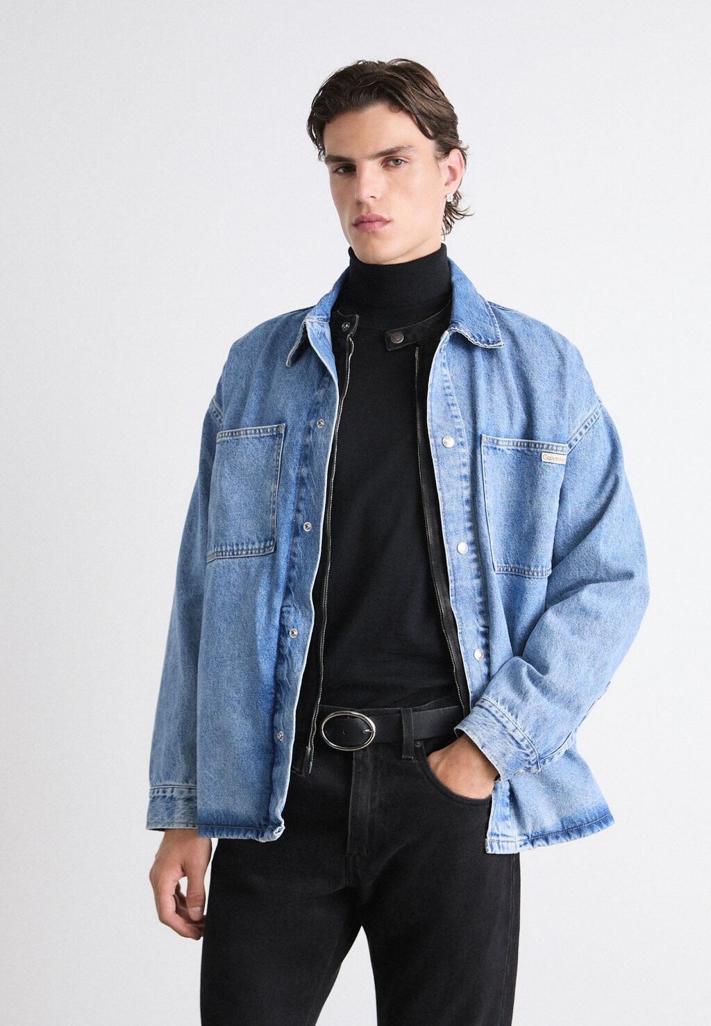 

Джинсовая куртка OVERSIZED LINEAR OVERSHIRT Calvin Klein Jeans, синий деним