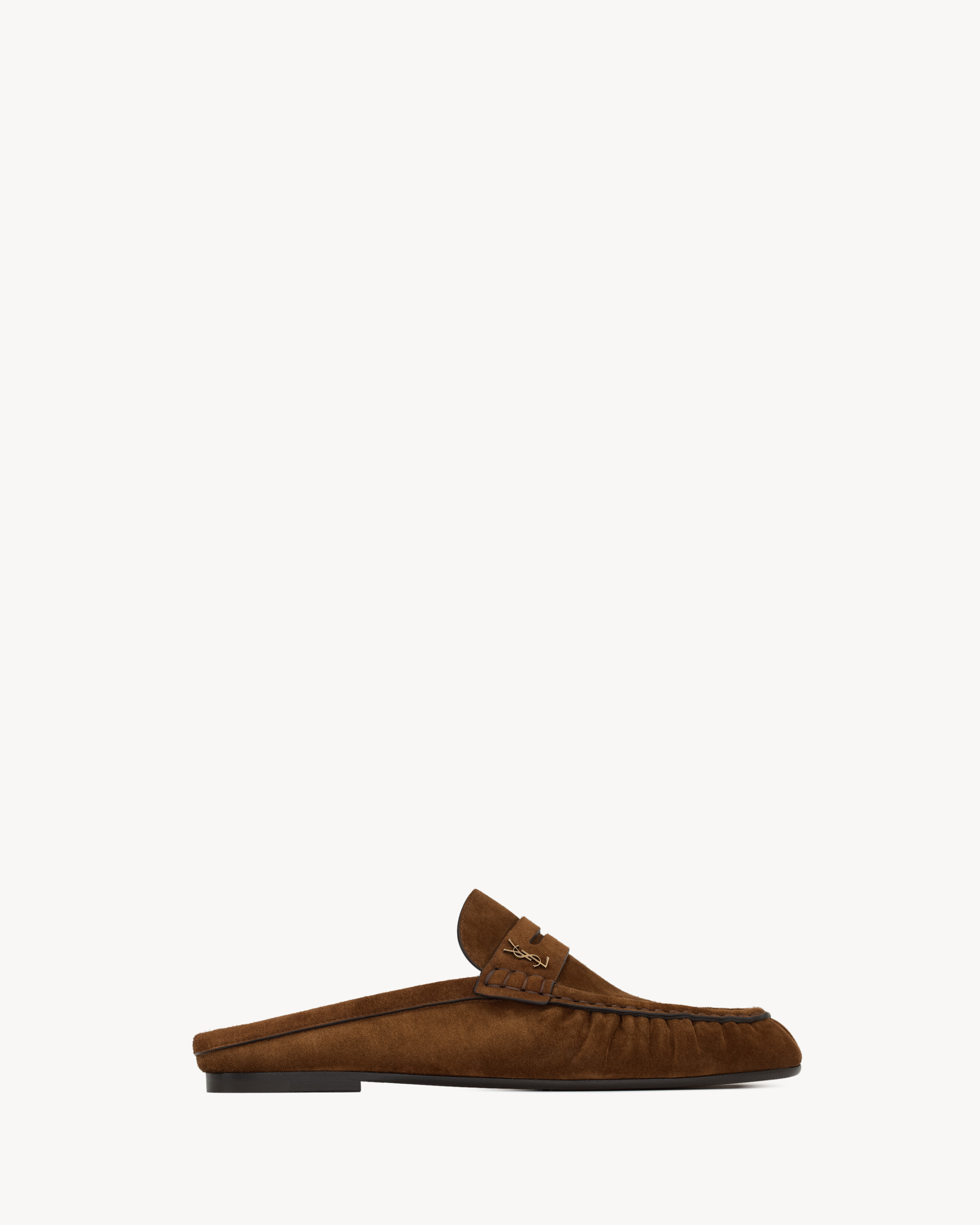 Мюли LE LOAFER из замши Saint Laurent, коричневый — фото 2