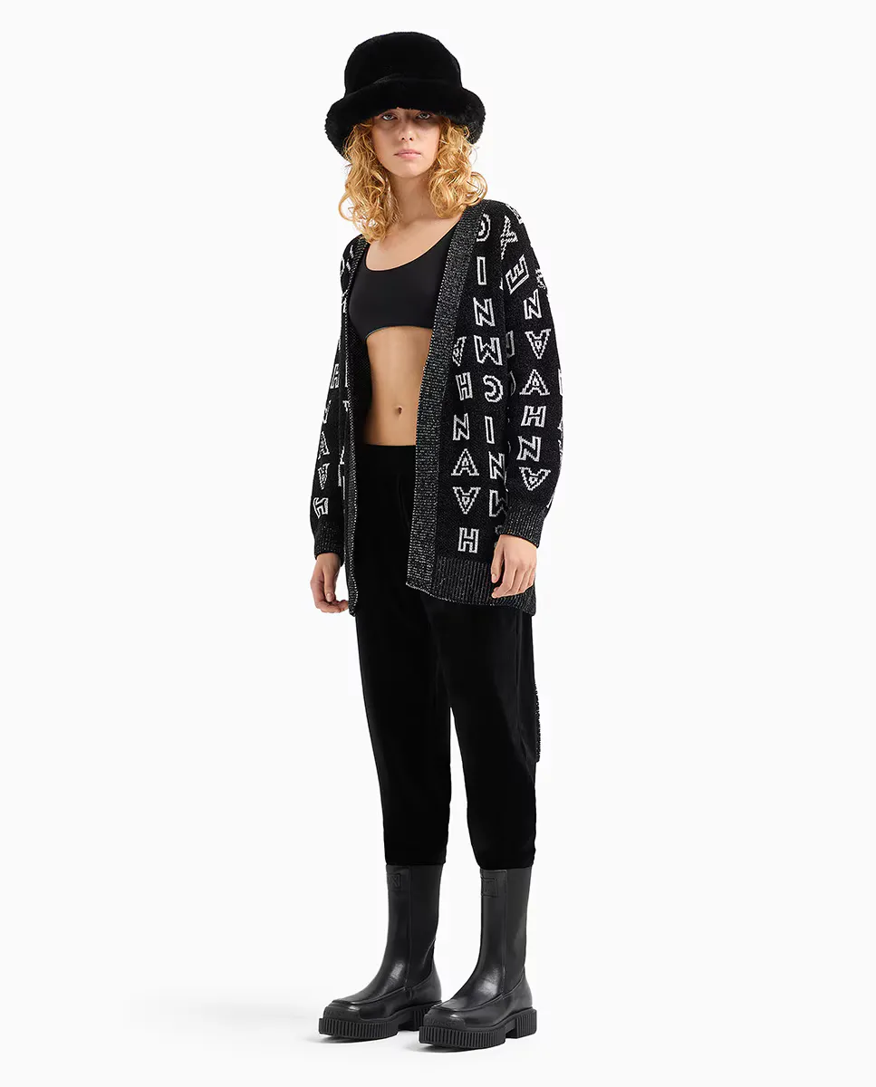 

Женские прямые брюки из шиниллы Armani Exchange, черный