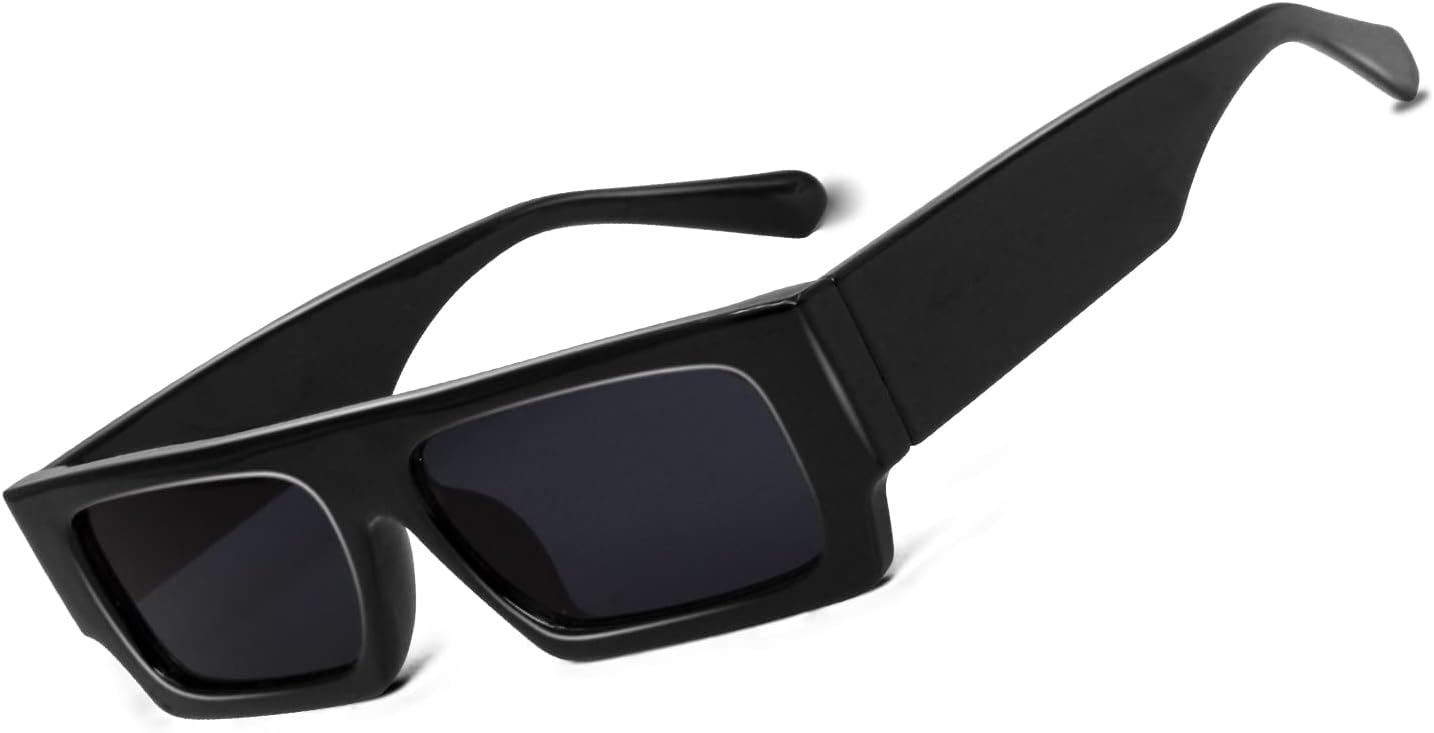 

Прямоугольные солнцезащитные очки, винтажные узкие квадратные солнцезащитные очки в стиле 90-х для мужчин и женщин, модные классические солнцезащитные очки Hanj, Polished Black