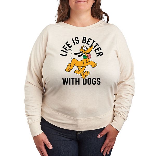 

Футболка с длинным рукавом French terry S pluto plus size life is better with dogs Disney, Beigh Khaki