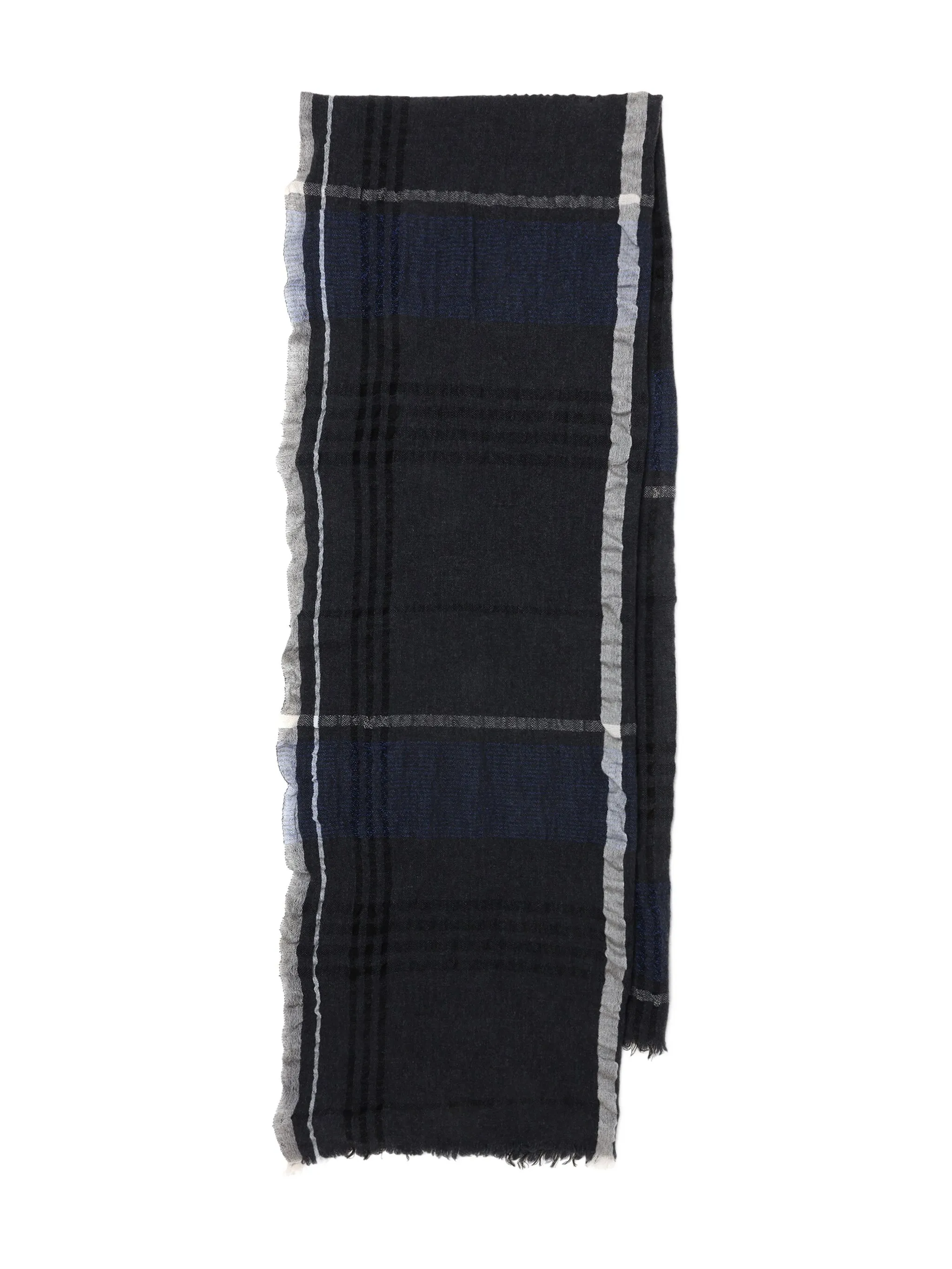 

Клетчатый шарф с бахромой Y'S, серый