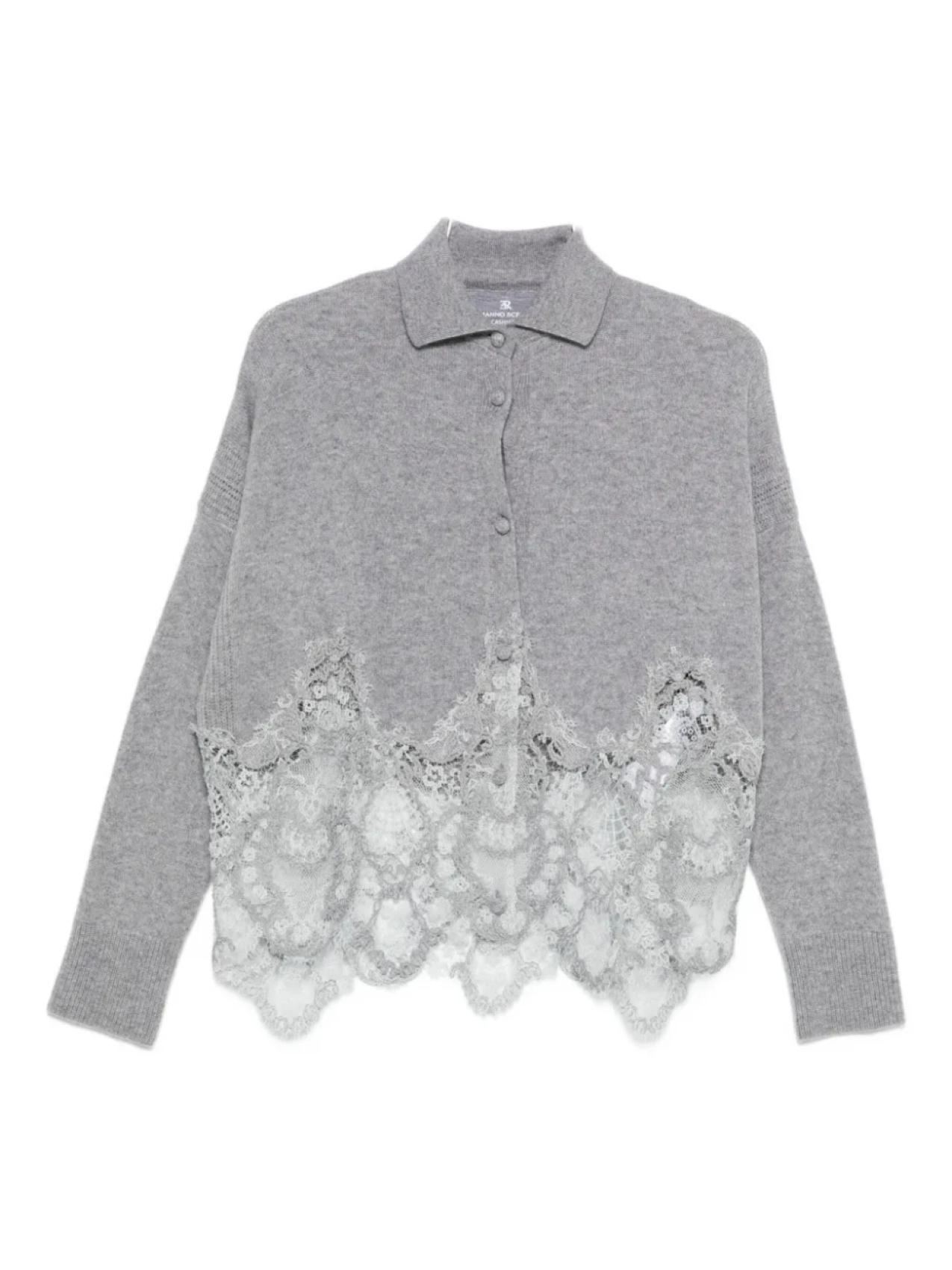 

Кашемировый кардиган Ermanno Scervino с кружевной отделкой, серый