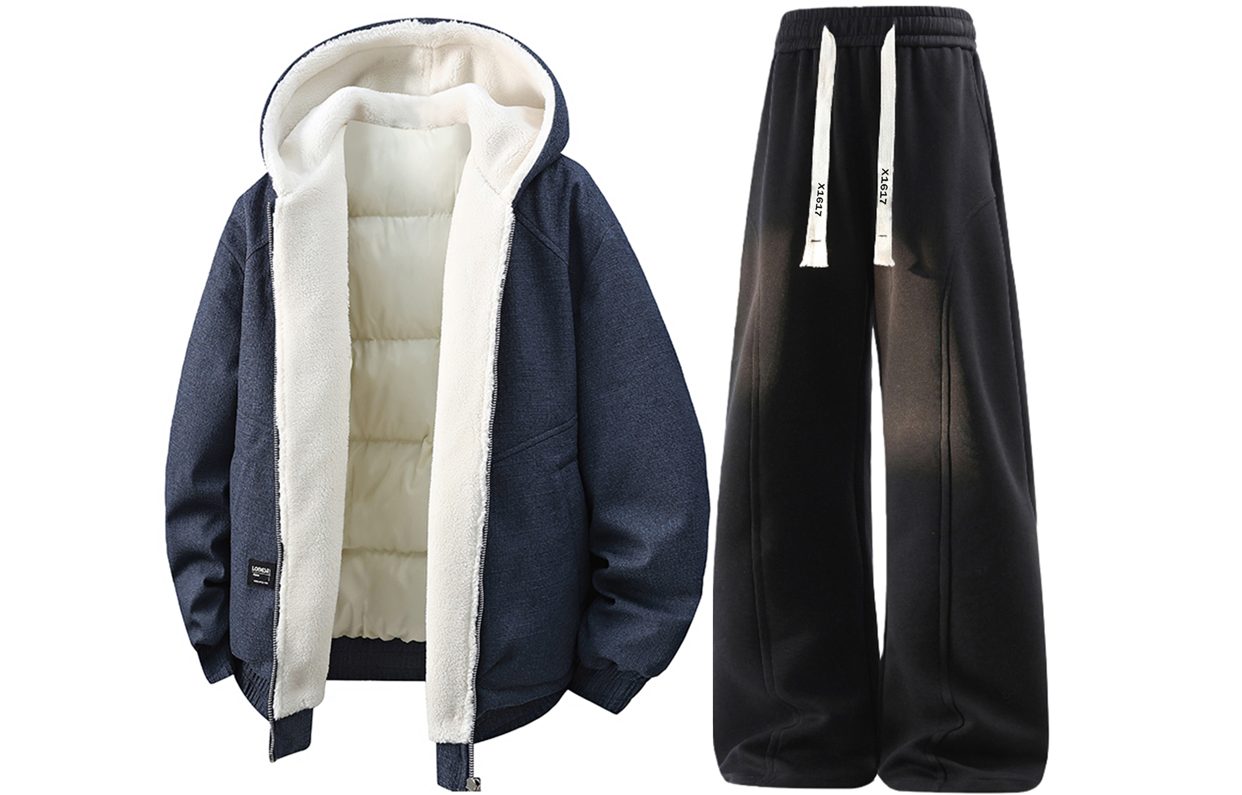 

Повседневный худи Unisex Casual Sportswear X1617, темно-синий mountain hawk jacket+черный fleece-lined sweatpants