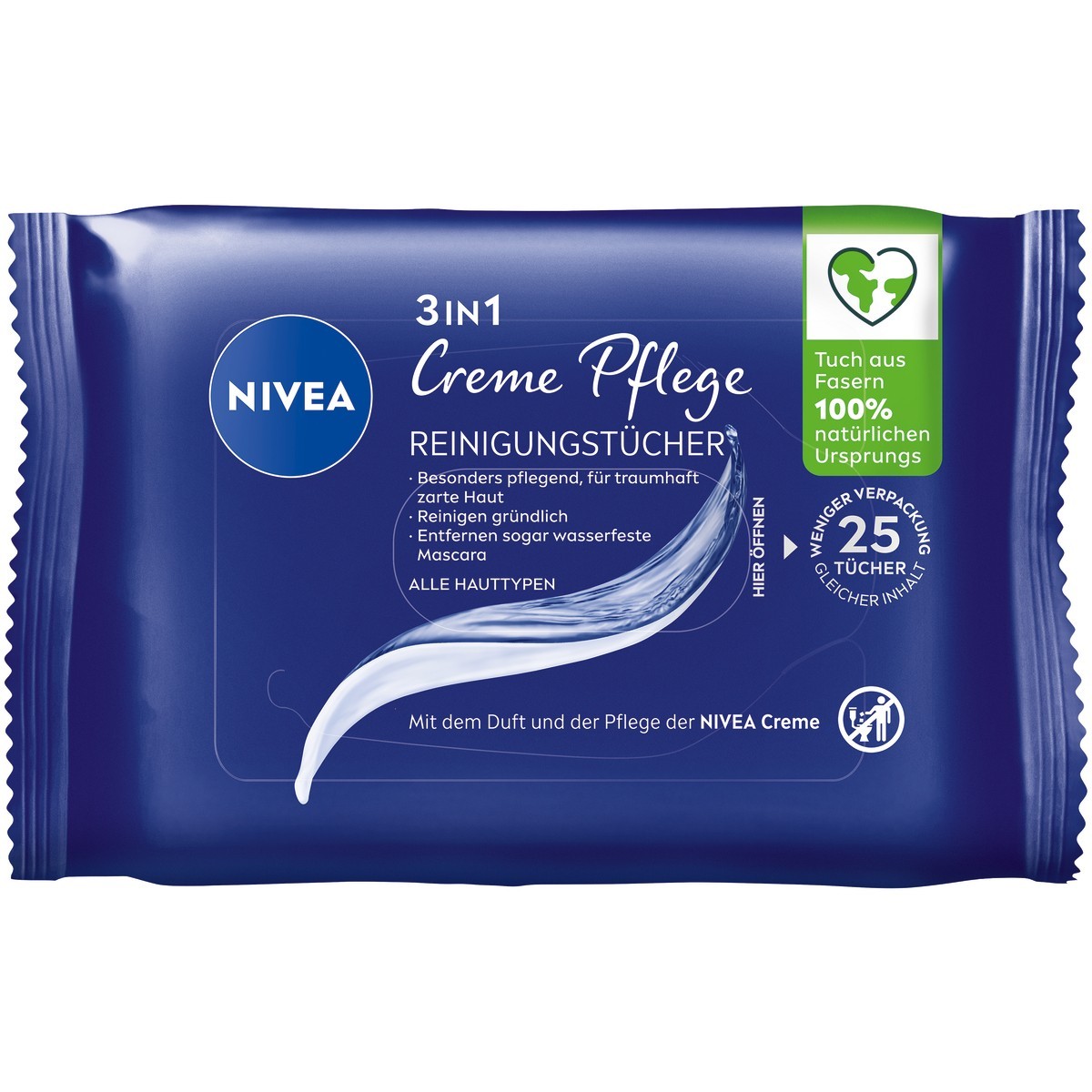 

Средство для снятия макияжа reinigungstücher creme pflege Nivea, количество 25 шт.