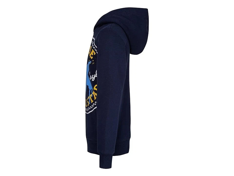 Детская толстовка Converse Spray Hoodie, черная, хлопковая, с графическим принтом, RED464 — фото 3