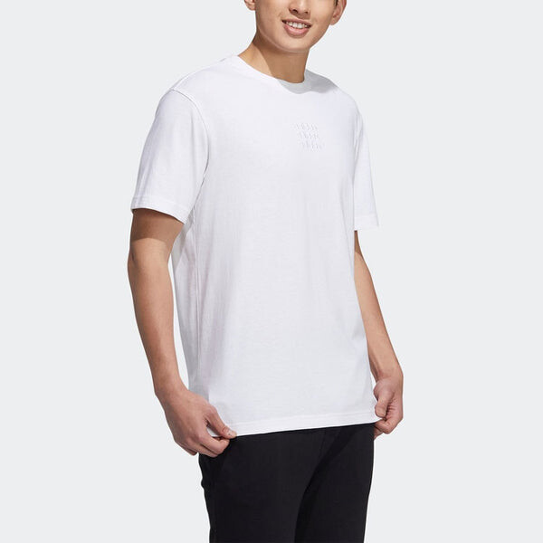 Футболка adidas neo Embroidered Logo Solid Color Sports Round Neck Short Sleeve White, мультиколор — фото 4
