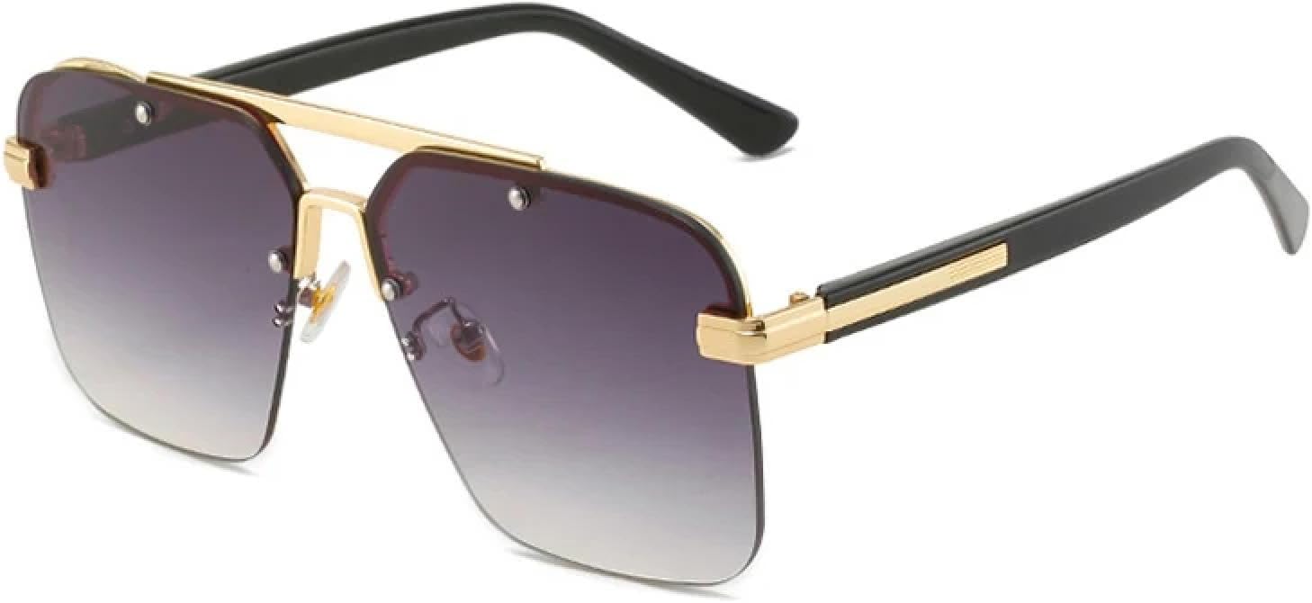 

Модные солнцезащитные очки для женщин и мужчин, винтажные, роскошные, с двойной перемычкой, для активного отдыха и вождения, с защитой от УФ-излучения UV400 TKKTLLT, Black Gradient Gray