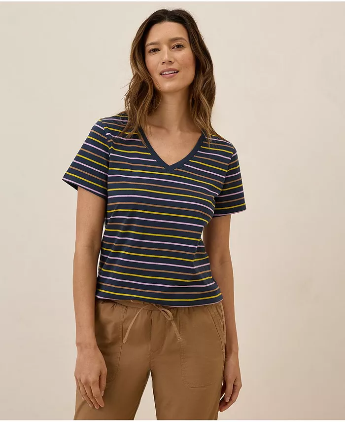 

Женская футболка из мягкого спанбонда с V-образным вырезом Pact, мультиколор