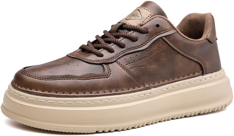 

Кожаные кроссовки для мужчин, стильные и удобные для ходьбы, повседневные мужские обувь, размер 39-44 Sfwarmart, коричневый