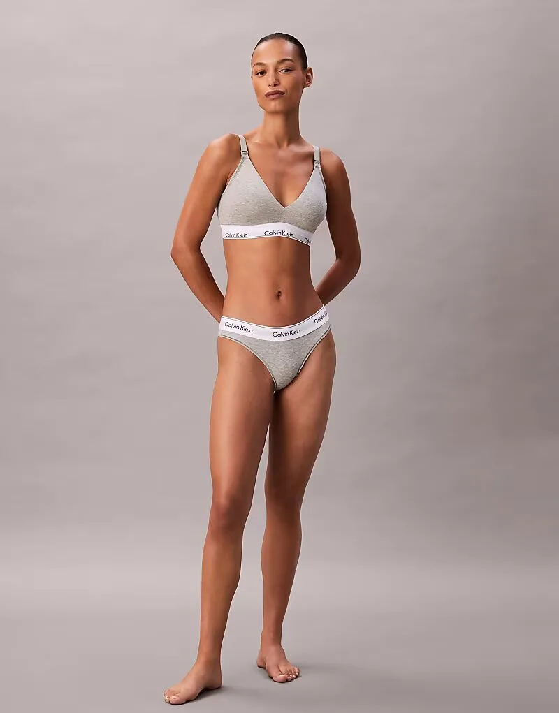Трусики-топ Calvin Klein Maternity Icon Cotton Modal с легкой подкладкой, серого цвета — фото 4
