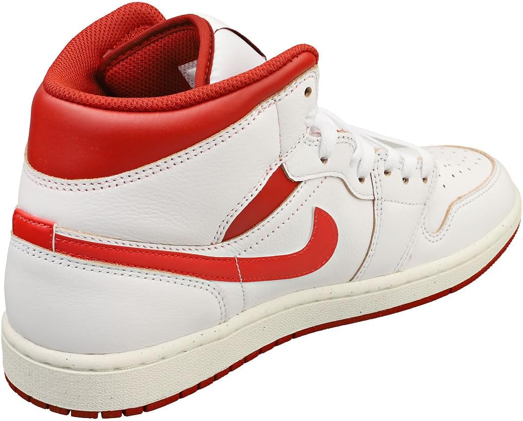 Мужские кроссовки Nike Air Jordan 1 Mid SE, белый/красный — фото 2