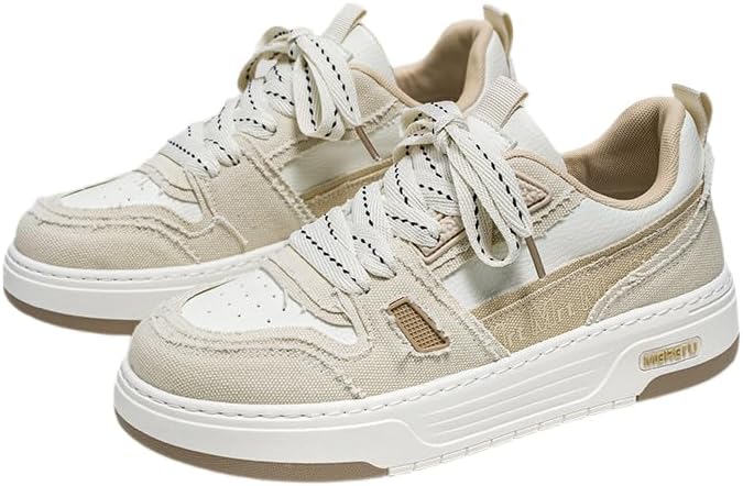 

Мужские модные массивные кроссовки - бежево-белые повседневные кроссовки с толстой резиновой подошвой, шнуровкой и дышащей тканью для комфорта в течение всего дня Clolinde